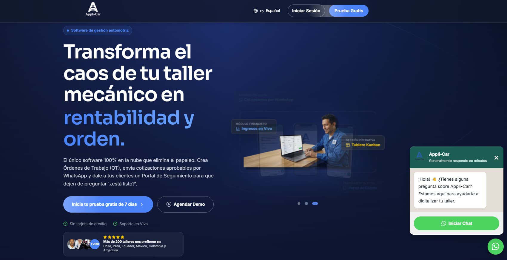 Vista del sitio web Appli-Car